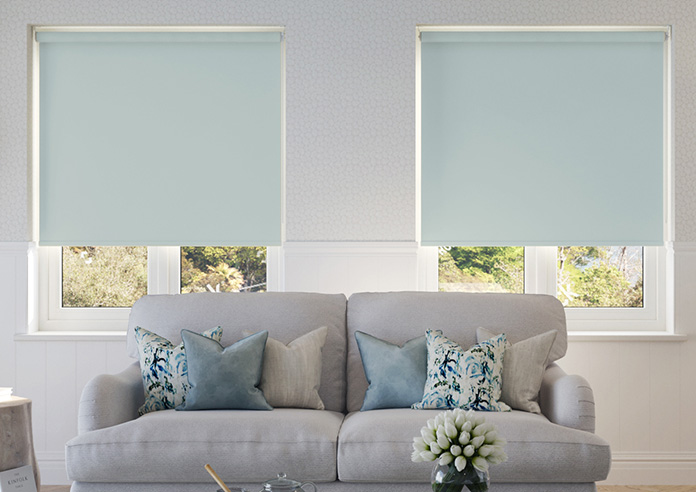 Trinity (Blackout), Baby Blue - Motorised Roller Blind - Image 3